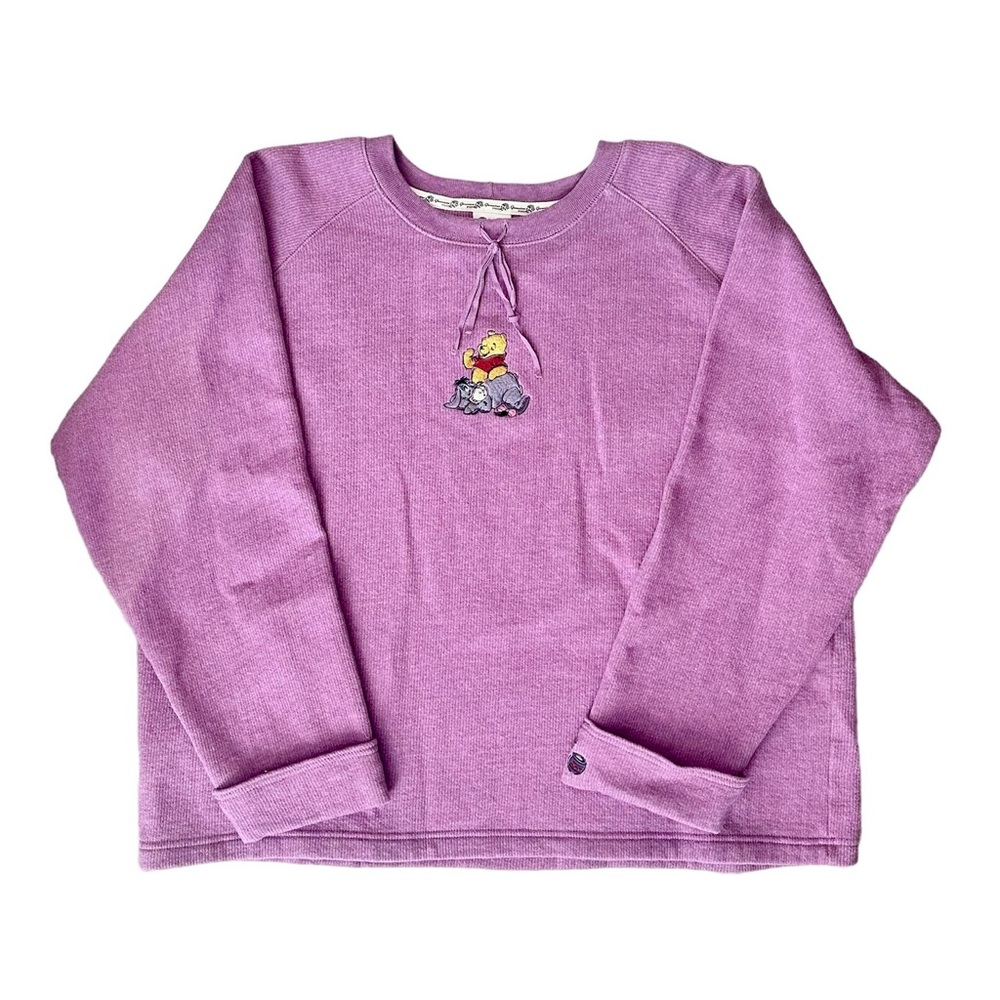The Disney Catalog Womens Winnie The Pooh Eeyore Purple Sweater Sz 1X Embroider